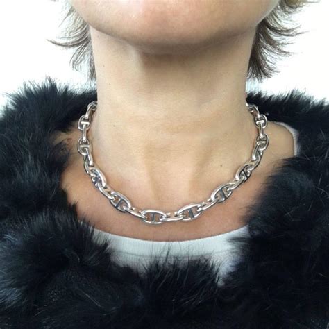 hermes chaine d'ancre choker silver price|antique hermes diamond necklace.